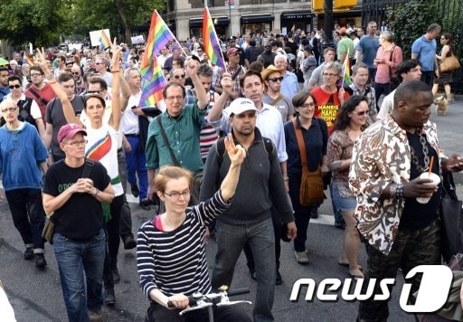 미국 뉴욕에서 열린 동성애자 차별 반대 시위. © AFP=News1