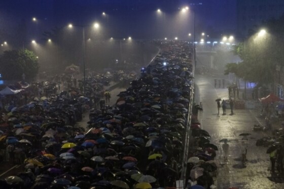 홍콩 중심가를 점령한 민주화 요구 시위대. © AFP=News1