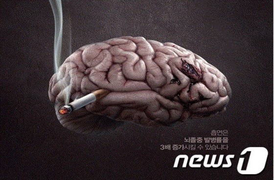 흡연이 뇌줄중을 유발한다는 내용을 담은 보건복지부 금연 포스터./© News1