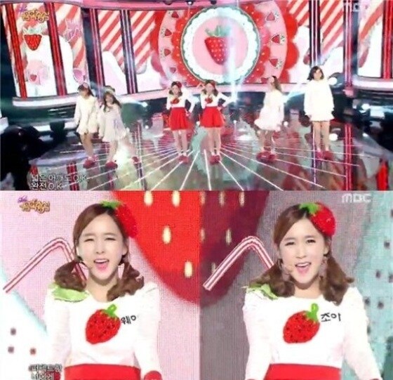 딸기우유가 상큼한 무대를 꾸몄다. © MBC '쇼 음악중심' 방송 캡처