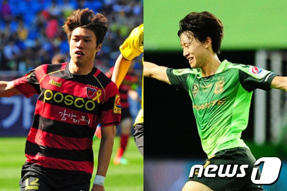 K리그 클래식이 올 시즌 5경기 밖에 남겨두지 않은 상황에서 김승대(왼쪽)와 이재성이 영플레이어상 자리를 놓고 각축을 벌이고 있다. © News1 DB