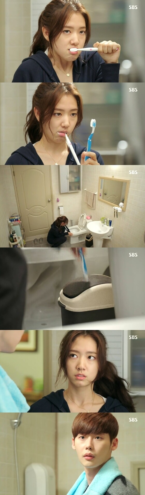 박신혜가 분노의 양치질로 화를 표했다. © SBS ´피노키오´ 캡처