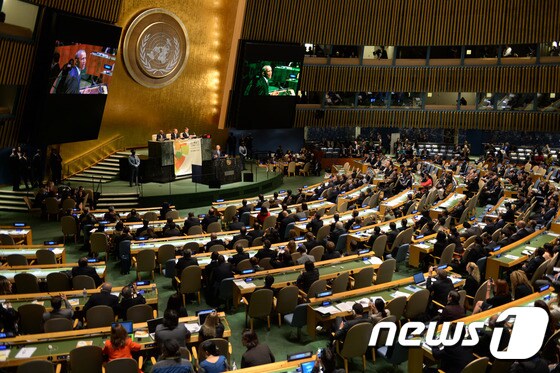 9월23일 열린 유엔 기후정상회의. © AFP=뉴스1