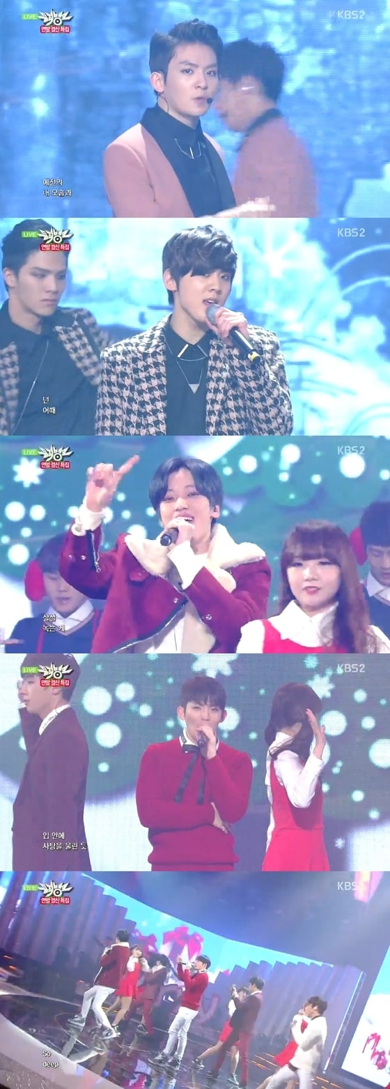 틴탑이 '뮤직뱅크'에서 겨울 시즌송 '솜사탕'을 불렀다. © KBS2 '뮤직뱅크' 캡처