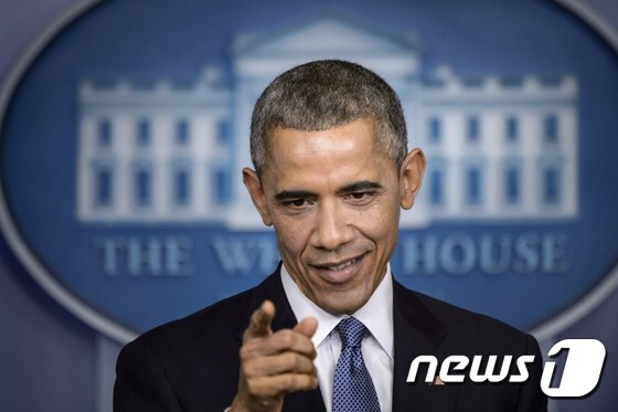 19일(현지시간) 미국 백악관에서 기자 회견 중인 버락 오바마 미국 대통령.© AFP=뉴스1
