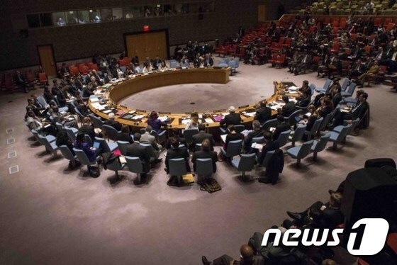 유엔 안전보장이사회가 지난 22일(현지시간) 뉴욕시 유엔본부에서 북한의 인권실태를 논의하고 있다.  © News1 이기창
