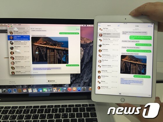 iOS8을 이용해 노트북PC와 태블릿PC, 스마트폰 연결성이 강화됐다.© News1