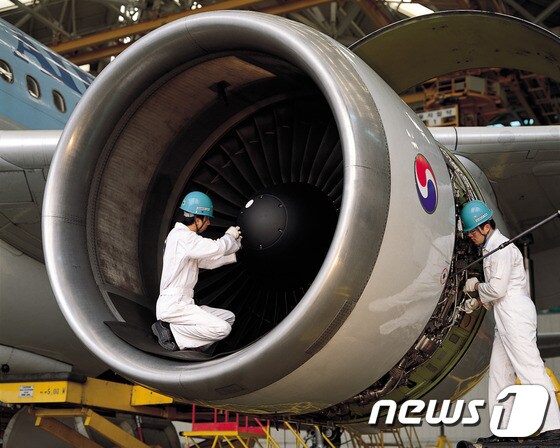 항공기 안전점검 중인 대한항공 직원들(대한항공 제공)© News1
