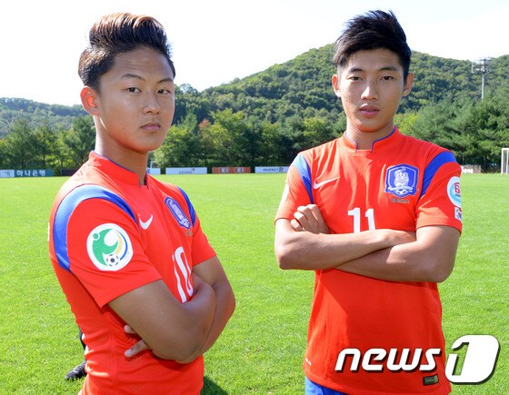 이승우(왼쪽)와 장결희를 앞세운 한국 U-16 대표팀은 오는 20일 북한을 상대로 2014 아시아축구연맹(AFC) U-16 챔피언십에서 우승에 도전한다. © News1 DB