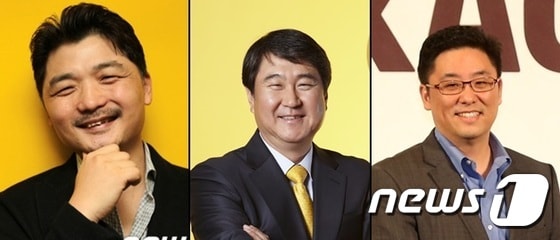 왼쪽부터 김범수 카카오 이사회 의장, 이석우 카카오 공동대표, 최세훈 다음커뮤니케이션 대표© News1