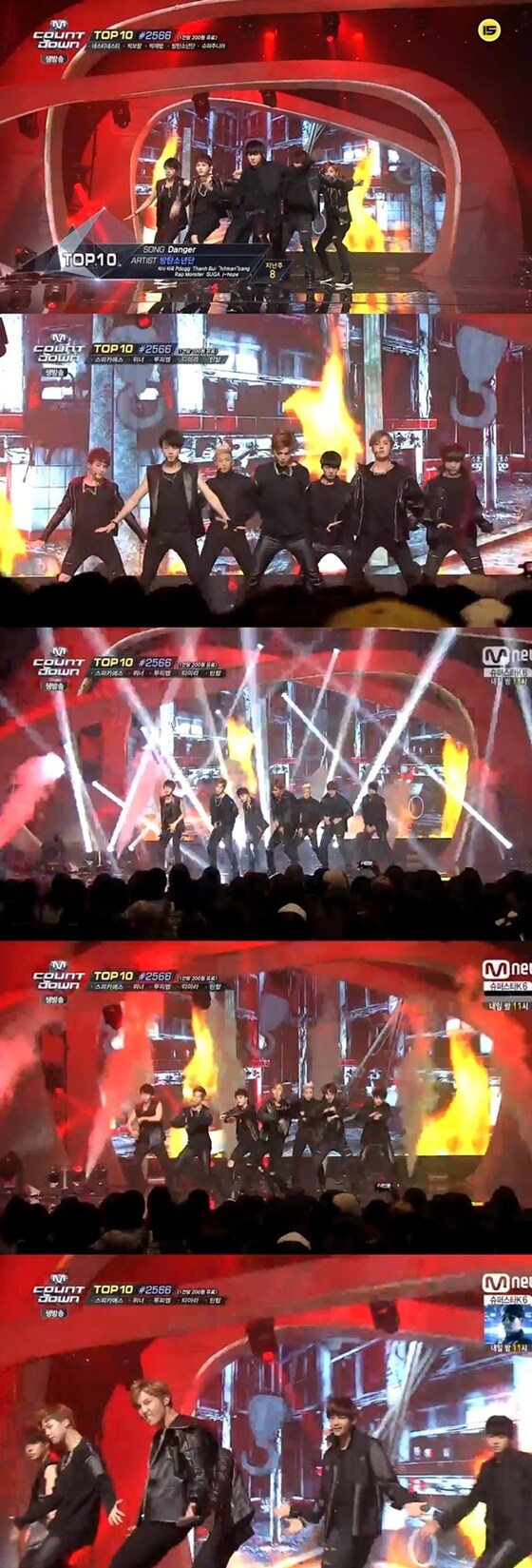 방탄소년단이 18일 오후 6시 방송된 Mnet '엠카운트다운'에서 '데인져' 무대를 꾸몄다. © Mnet '엠카운트다운' 방송 캡처