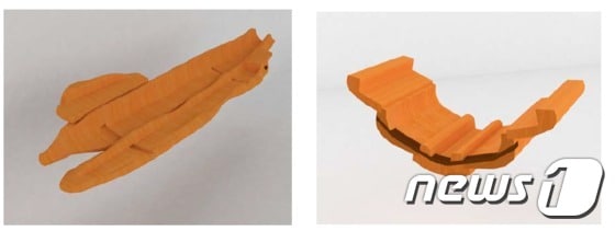영흥도선 잔존 선체 3D 결구 모식도(왼쪽)와 영흥도선 복원 예상 단면도.(문화재청 국립해양문화재연구소)© News1