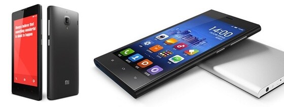 중국 스마트폰 제조사 샤오미의 '홍미'(왼쪽)와 '미3'(Mi3)© News1