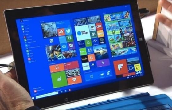 태블릿 PC '서피스'에서 구동된 '윈도10'의 모습(마이크로소프트 제공) © News1