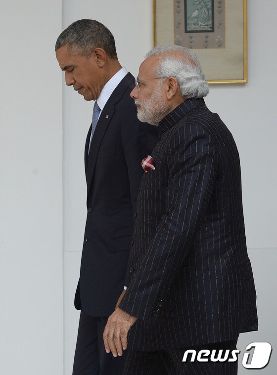 버락 오바마 미국 대통령과 나렌드라 모디 인도 총리. © AFP=뉴스1