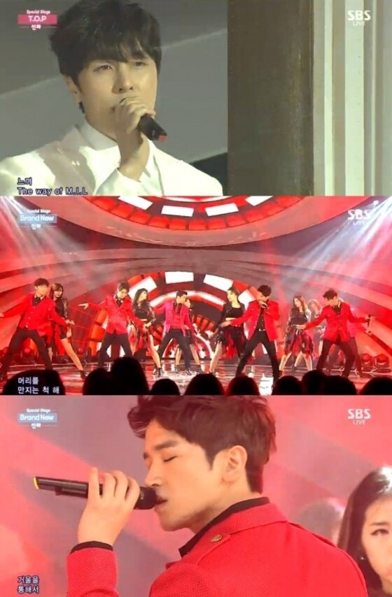 그룹 신화가 25일 방송된 SBS ´인기가요´에 출연해 히트곡을 메들리로 불렀다. © 뉴스1스포츠 / SBS ´인기가요´ 캡처