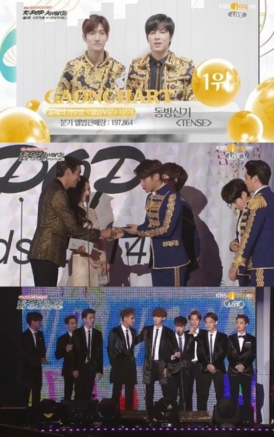 가온차트 어워드에서 SM 소속가수들의 활약이 눈에 띄었다. © 뉴스1스포츠 / KBS joy 방송화면 캡처