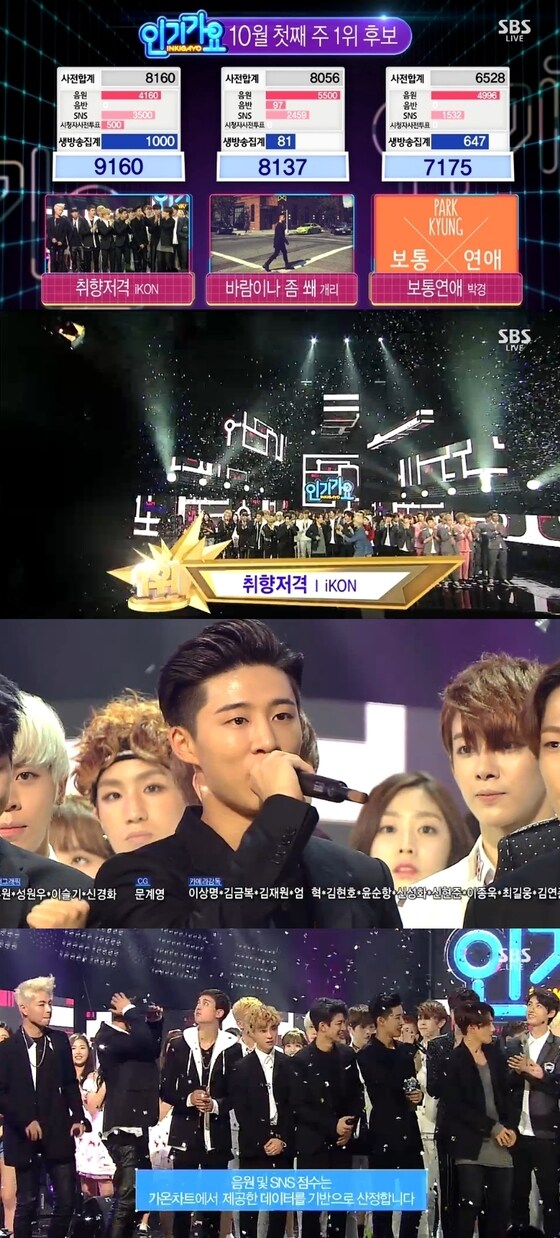 그룹 아이콘이 1위 소감을 밝혓다.© News1star/ SBS ‘인기가요’ 캡처