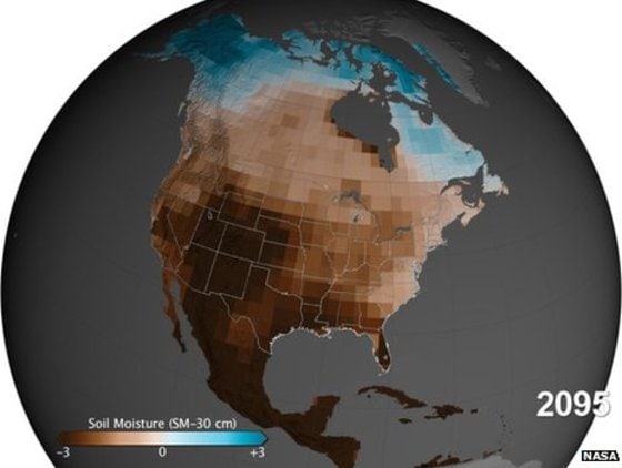 미국 토양수분함유량을 나타내는 2095년전망지도 © News1