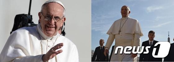 2013년 즉위식을 진행한 프란치스코 교황(왼쪽)과 2015년 4월 교황의 모습(오른쪽). © AFP=뉴스1