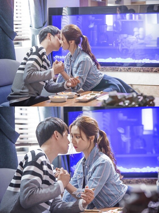 ´냄새를 보는 소녀´ 신세경, 박유천의 떡볶이 키스 모습이 공개됐다. © News1스포츠 / SBS