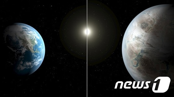 미 항공우주국(NASA)가 23일(현지시간) 태양계 밖에서 생명체가 살 수 있는 지구와 유사한 환경에 놓인 행성 ´케플러-452b´를 발견했다고 밝혔다. © AFP=뉴스1
