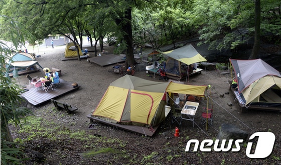 한 캠핑장 모습. 2015.7.26/뉴스1 © News1 안은나 기자