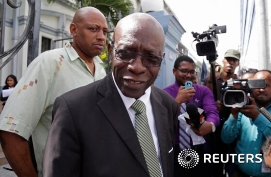 Former FIFA vice-president Jack Warner talks to the media in Port of Spain