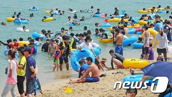 강원 강릉 경포해변에 피서객이 인산인해를 이루고 있다. /뉴스1 © News1