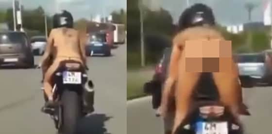 외국의 한 여성이 헐벗은 채 오토바이를 타고 있는 모습이 공개됐다.© News1스타 / 유튜브 캡처