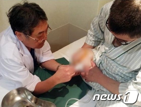 일본 니시하라클리닉에서 줄기세포치료를 받고 있는 국내 버거씨병 환자. /뉴스1 © News1