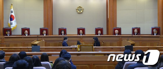 박한철 헌법재판소장과 재판관들. /뉴스1 © News1 김명섭 기자