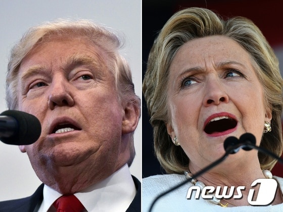 미국 공화·민주 양당 대통령후보인 도널드 트럼프(왼쪽)와 힐러리 클린턴. © AFP=뉴스1