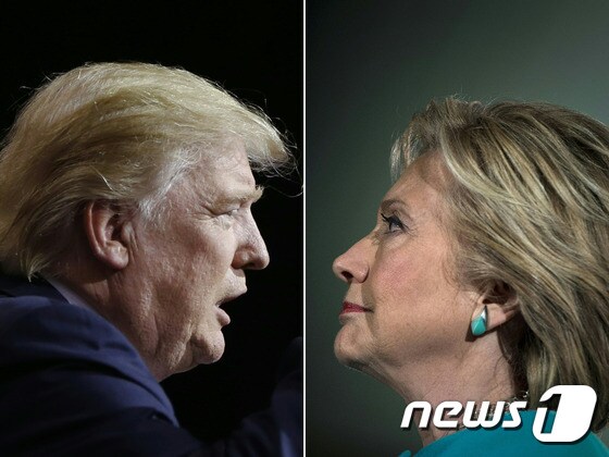 미국 공화·민주 양당 대통령후보인 도널드 트럼프(왼쪽)와 힐러리 클린턴. © AFP=뉴스1