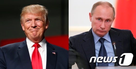 도널드 트럼프 미국 대통령 당선인(왼쪽)과 블라디미르 푸틴 러시아 대통령. © AFP=뉴스1