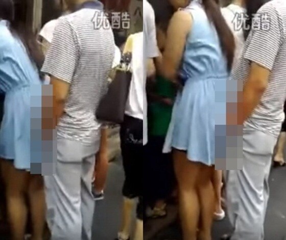 대담한 성추행범의 영상이 누리꾼들에게 충격을 안겼다.© News1star/ 유튜브 영상 캡쳐