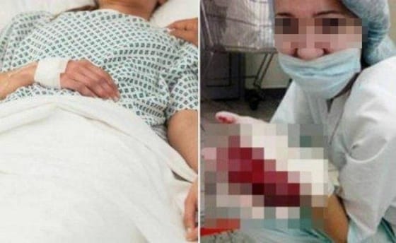 러시아 간호학과 학생이 수술한 환자의 장기를 들고 인증샷을 촬영하는 엽기행각을 벌였다. © News1star / SNS