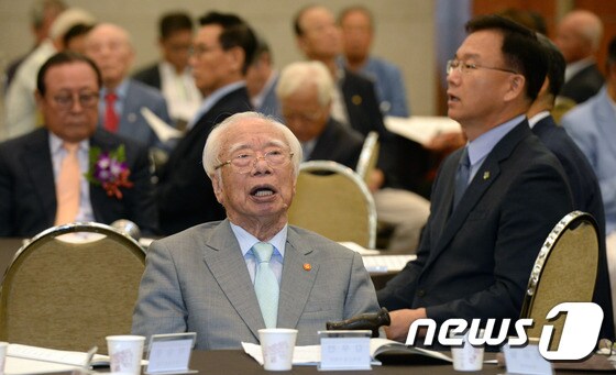 애국지사 김우전 선생의 지난 2016년 대한민국 임시정부 대일선전포고 75주년 기념식 참여 모습 © News1 DB
