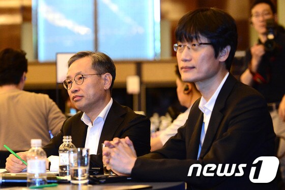 김상헌 네이버 대표이사(왼쪽)와 이해진 네이버 이사회 의장 © News1 박재만 인턴기자