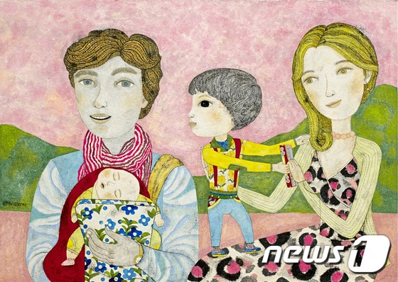 김혜연, 가족나들이,144x101cm, 요철지에 채색, 2014 © News1