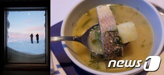 이곳의 지하 레스토랑에선 하얀살 생선과 감자를 끓여 만든 스프를 판매하고 있다.© News1 윤슬빈 기자