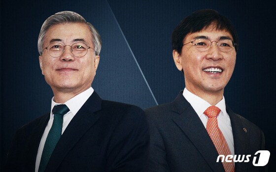 더불어민주당의 문재인 후보(왼쪽)와 안희정 후보. © News1 이은주 디자이너
