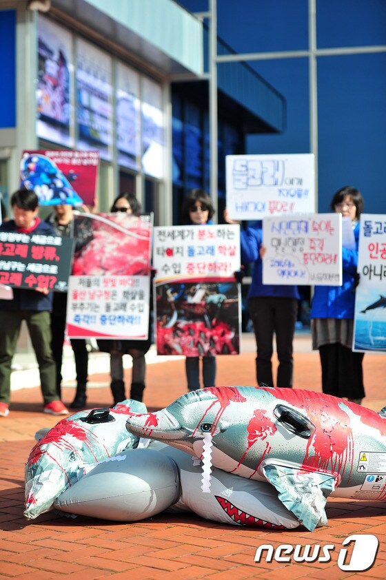 울산 시민단체 연합은 7일 장생포 고래생태체험관 앞에서 