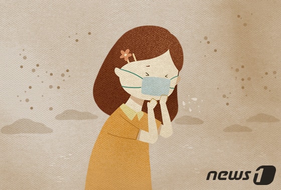오염물질 덩어리인 황사가 고통스러운 알레르기 환자.© News1 방은영 디자이너