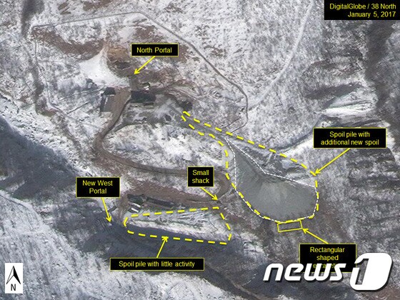 북한 함북 길주군 풍계리 핵실험 징후 포착 사진. (38노스 캡처) 2017.3.24/뉴스1 © News1 구윤성 기자
