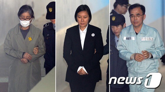 '영재센터' 공판 출석하는 최순실·장시호·김종