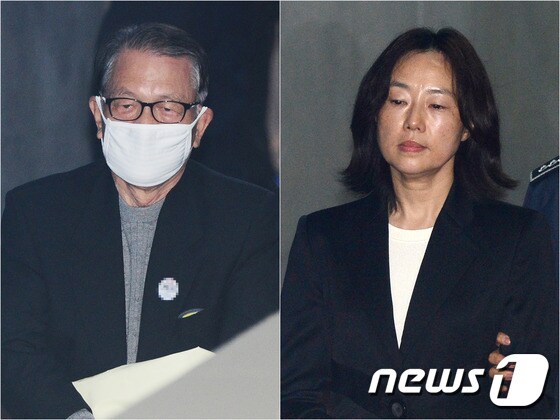 김기춘 전 청와대 비서실장(왼쪽)과 조윤선 전 문체부 장관. /뉴스1 © News1 임세영 기자