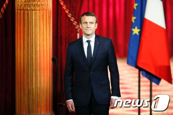 14일(현지시간) 취임한 에마뉘엘 마크롱 프랑스 대통령. © AFP=뉴스1