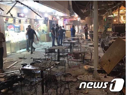 IS의 자폭 차량테러가 일어난 바그다드 중심가 모습 [출처=트위터]© News1