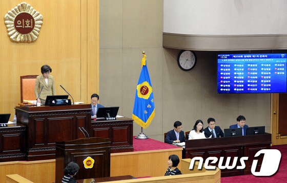 충북도의회 임시회 전경. © News1